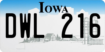 IA license plate DWL216