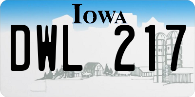 IA license plate DWL217