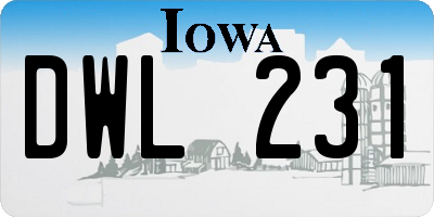 IA license plate DWL231