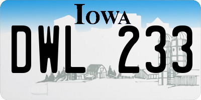 IA license plate DWL233