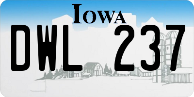 IA license plate DWL237