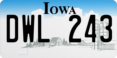 IA license plate DWL243