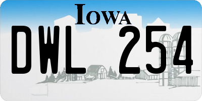 IA license plate DWL254