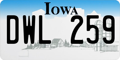 IA license plate DWL259