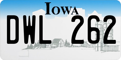 IA license plate DWL262