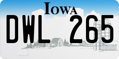 IA license plate DWL265
