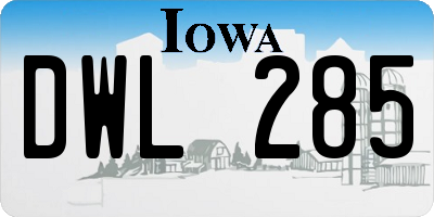IA license plate DWL285