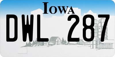 IA license plate DWL287