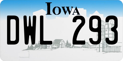 IA license plate DWL293
