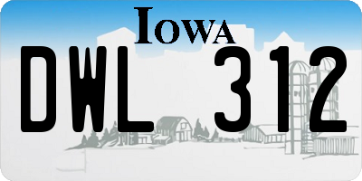 IA license plate DWL312