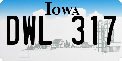 IA license plate DWL317