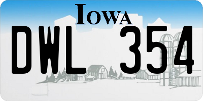 IA license plate DWL354
