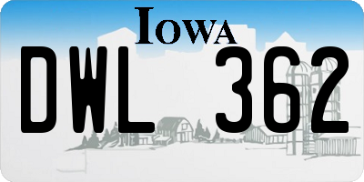 IA license plate DWL362