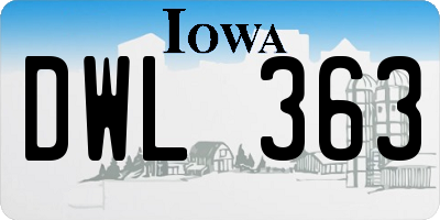 IA license plate DWL363