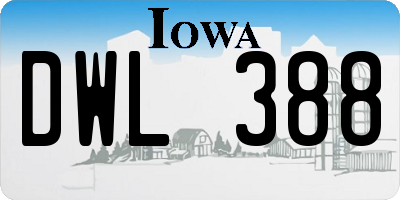 IA license plate DWL388