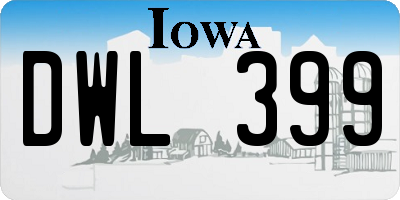 IA license plate DWL399