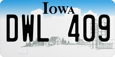 IA license plate DWL409