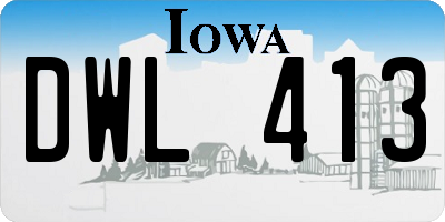 IA license plate DWL413