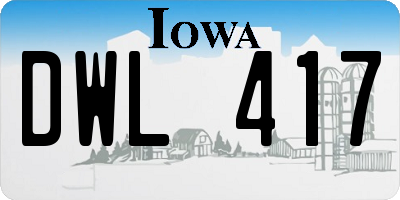 IA license plate DWL417