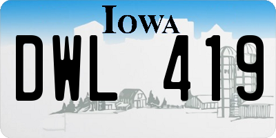 IA license plate DWL419