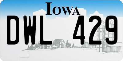 IA license plate DWL429