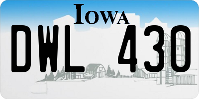 IA license plate DWL430