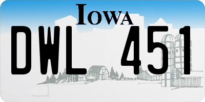 IA license plate DWL451