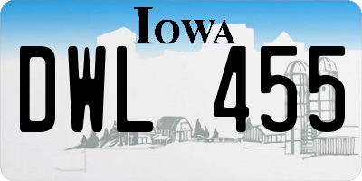 IA license plate DWL455