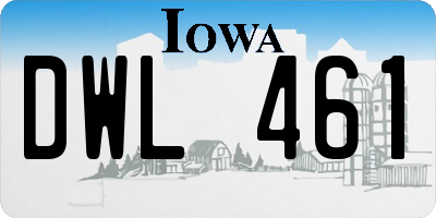 IA license plate DWL461