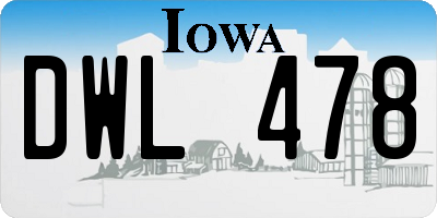 IA license plate DWL478