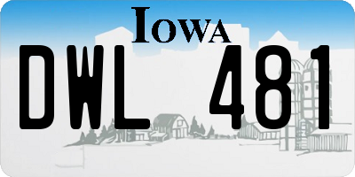 IA license plate DWL481