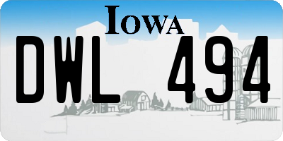 IA license plate DWL494