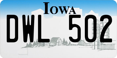 IA license plate DWL502