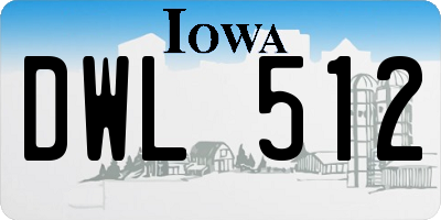 IA license plate DWL512