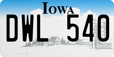 IA license plate DWL540