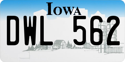 IA license plate DWL562
