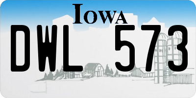 IA license plate DWL573