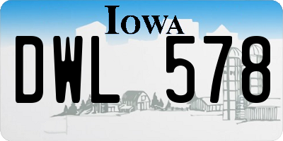IA license plate DWL578