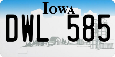 IA license plate DWL585
