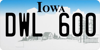 IA license plate DWL600