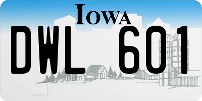 IA license plate DWL601