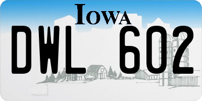 IA license plate DWL602