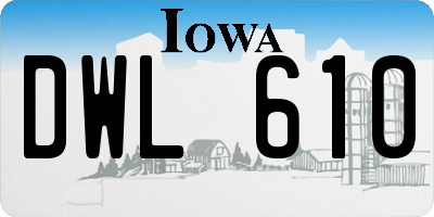 IA license plate DWL610