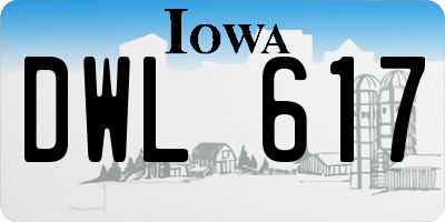 IA license plate DWL617