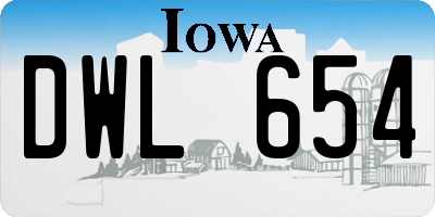 IA license plate DWL654