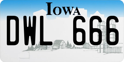 IA license plate DWL666