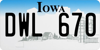 IA license plate DWL670