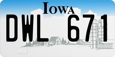 IA license plate DWL671