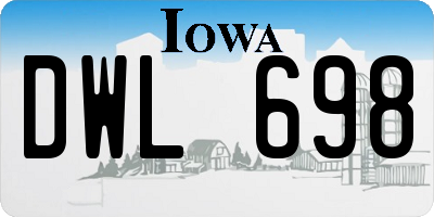 IA license plate DWL698