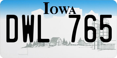 IA license plate DWL765